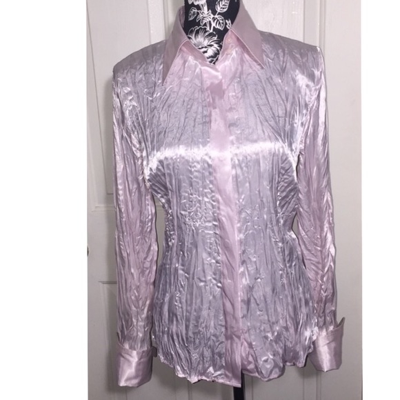 Moda International Pale Pink Crinkle Button Shirt - Picture 3 of 8